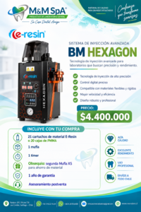 Sistema de inyección E-Resin BM Hexagon, imagen promocional M&M SpA, precio $4.400.000